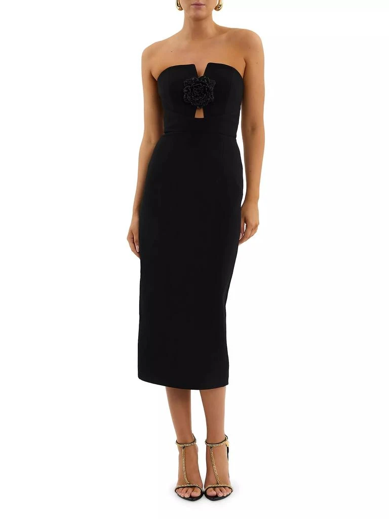 REBECCA VALLANCE Aubree Embellished Rosette Strapless Midi-Dress 2