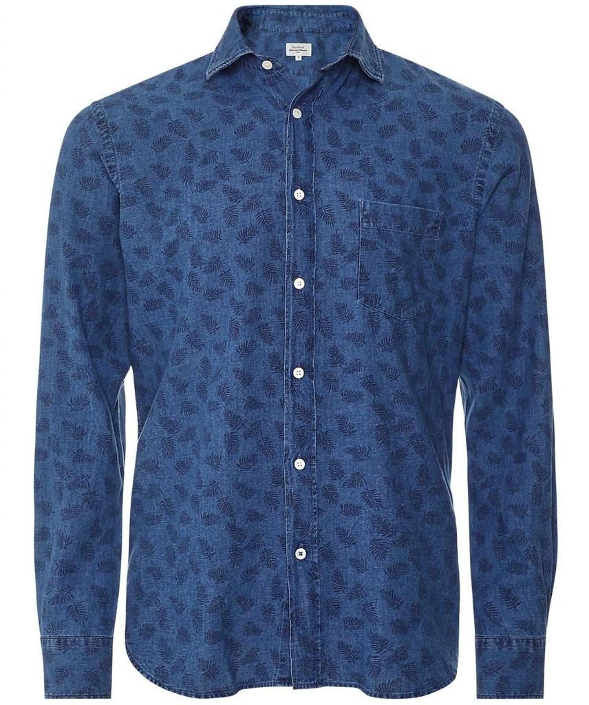 Hartford Paul Button Down Shirt In Indigo Print