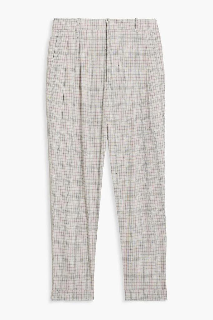 Isabel Marant Étoile Lowea pleated checked linen-blend tapered pants 1
