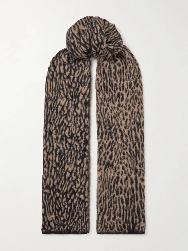 Yves Saint Laurent Animalier 豹纹拉绒马海毛混纺围巾 1