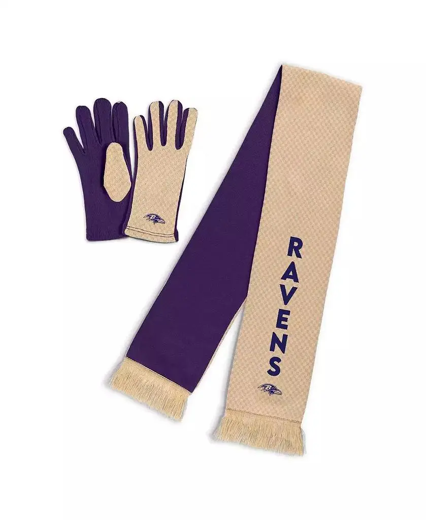 WEAR by Erin Andrews Women's Baltimore Ravens Tonal Microcheck Scarf Glove Set