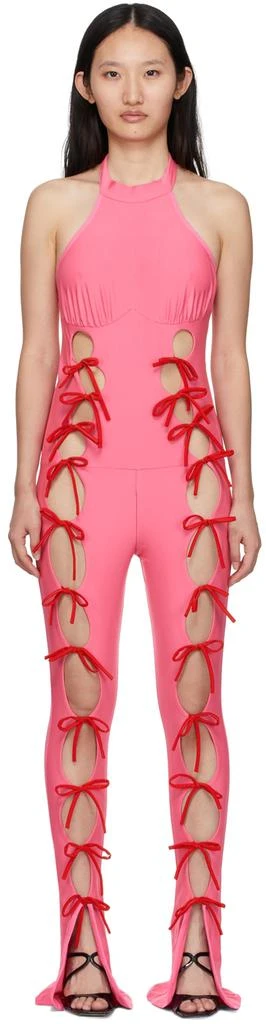 Sinead Gorey SSENSE Exclusive Pink Digital Print Neck Tie Catsuit 1