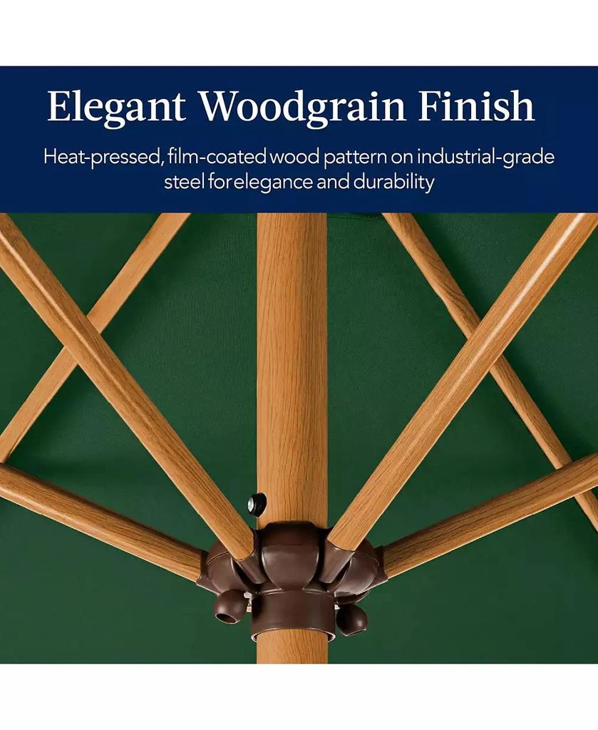 Best Choice Products 10ft Outdoor Woodgrain Pattern Steel Market Patio Umbrella w/ Crank, Tilt 5