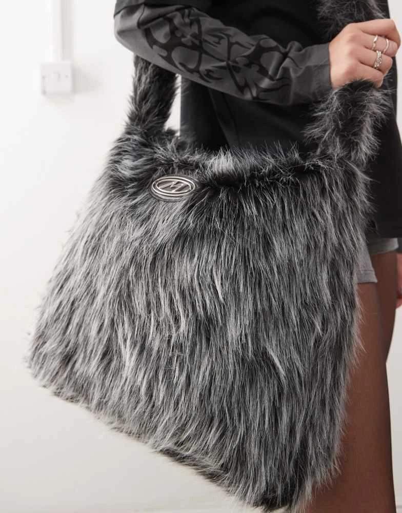 minga Minga London black and white long fur crossbody bag 2