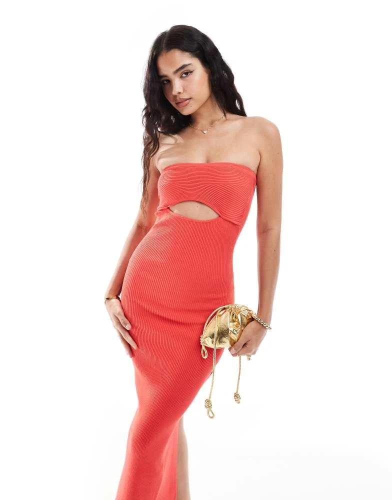 Bershka rib knit cut out front maxi dress in red  On Sale Now with Up to  56% Off | Discover Exclusive Deals & Savings at BeyondStyle  Authentic  Bershka Home|women with