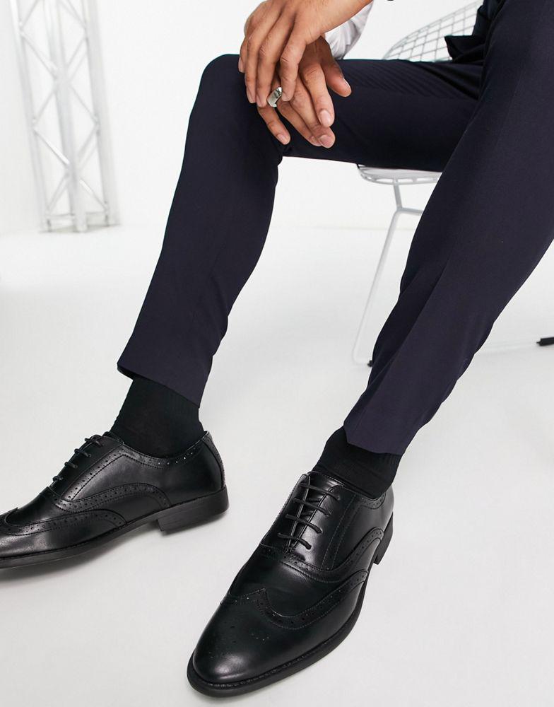 ASOS ASOS DESIGN faux leather brogue shoes in black