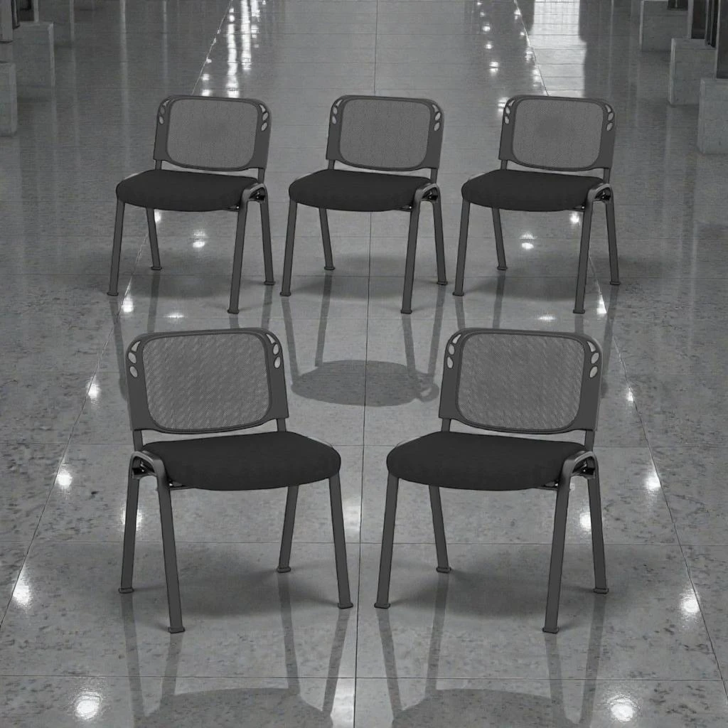 Hivvago Set of 5 Ergonomic Mesh-Back Guest Chairs, Stackable for Easy Storage