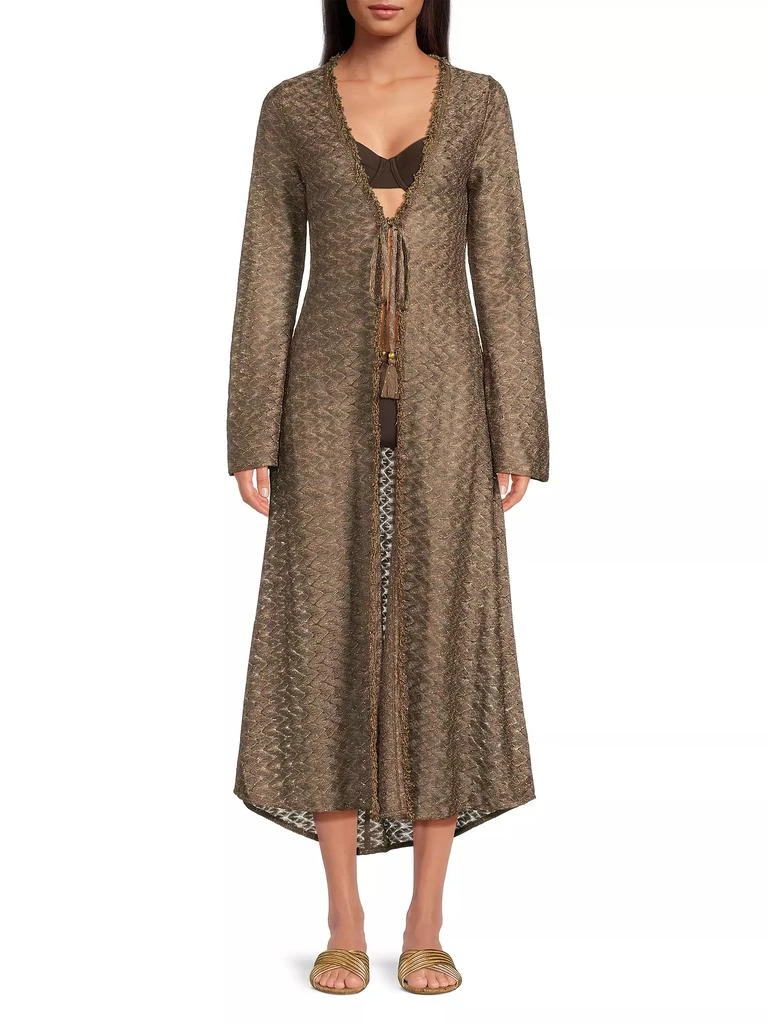 Ramy Brook Fatima Metallic Chevron Caftan 3