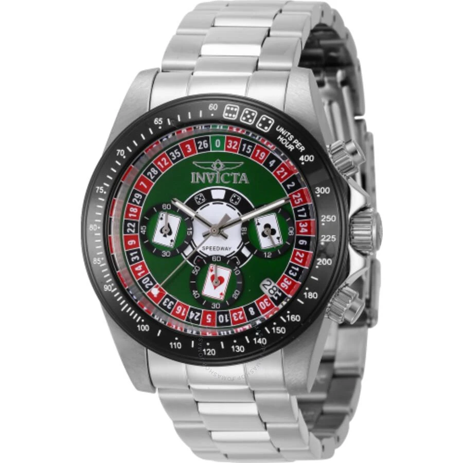 Invicta Speedway Roulette Casino Chronograph GMT Quartz Green Dial Men's Watch 44642 1