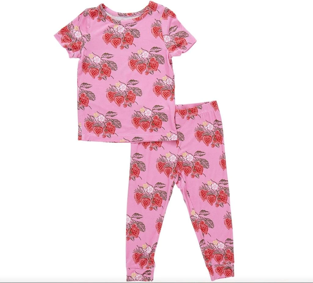 Pink Chicken Kids
 Bamboo Pajama Set In Pink Wild Strawberries