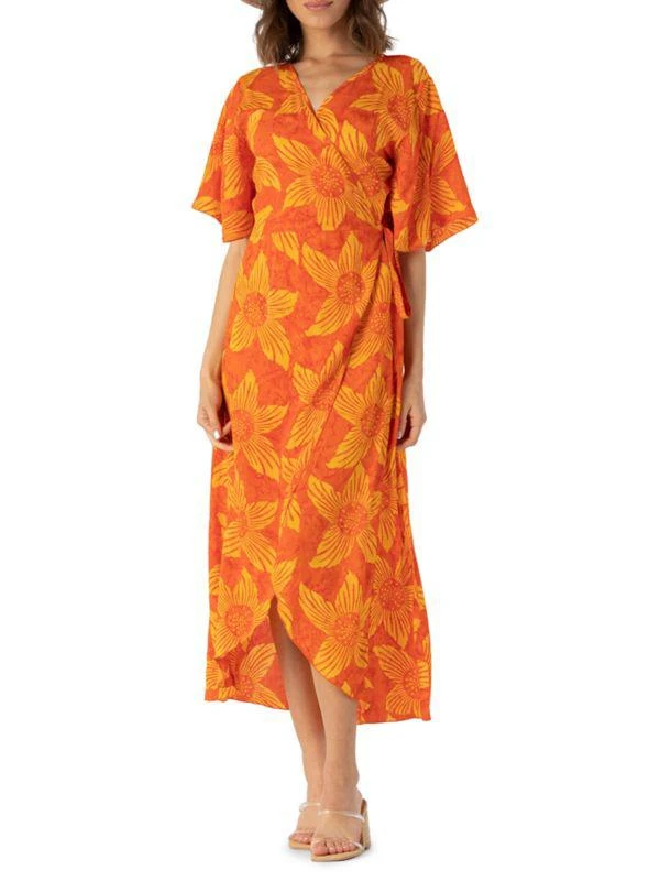 Tiare Hawaii Lahaina Floral Cover Up Wrap Dress 1