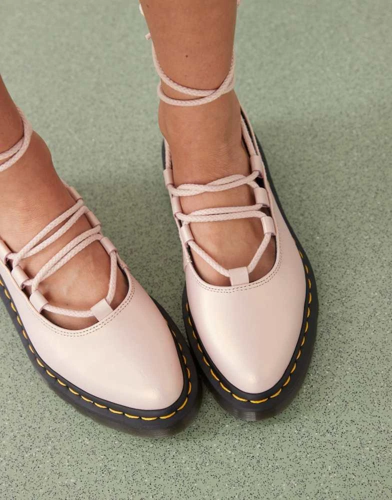 Dr. Martens Dr Martens Elphie II lace up shoes in powder pink & gold 4