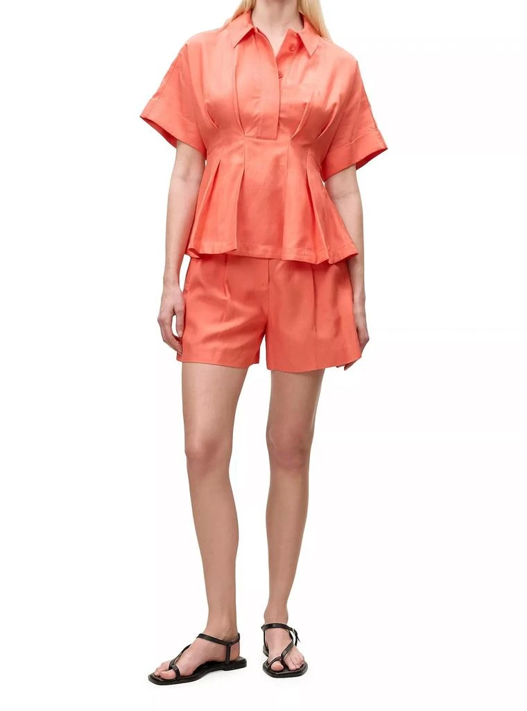 Rebecca Taylor Lena Shine Blouse In Coral