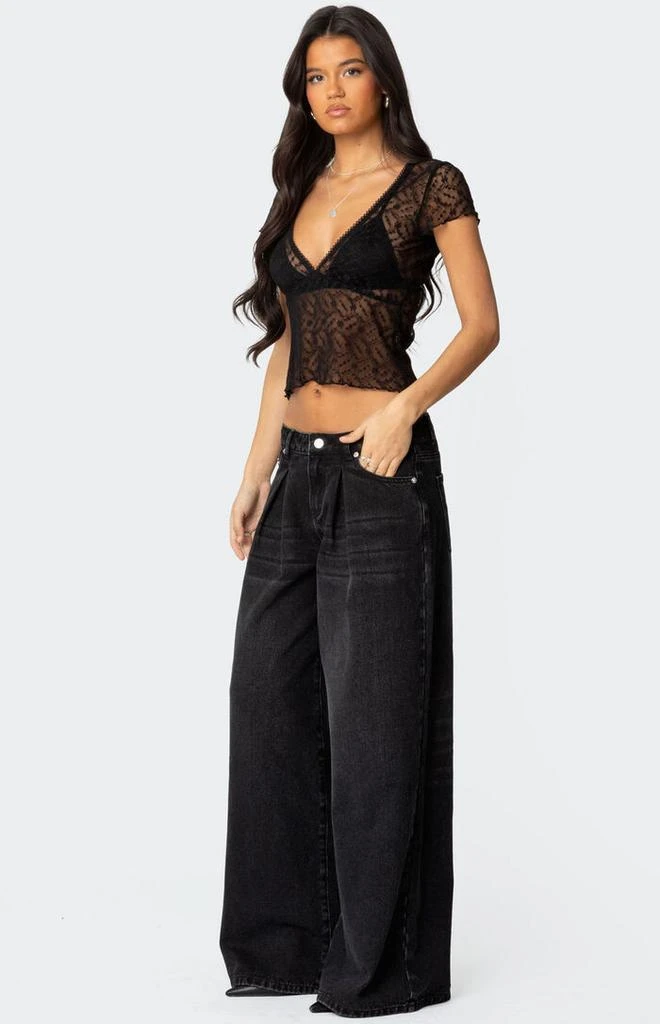 Edikted Pleated Detail Low Rise Jeans 4