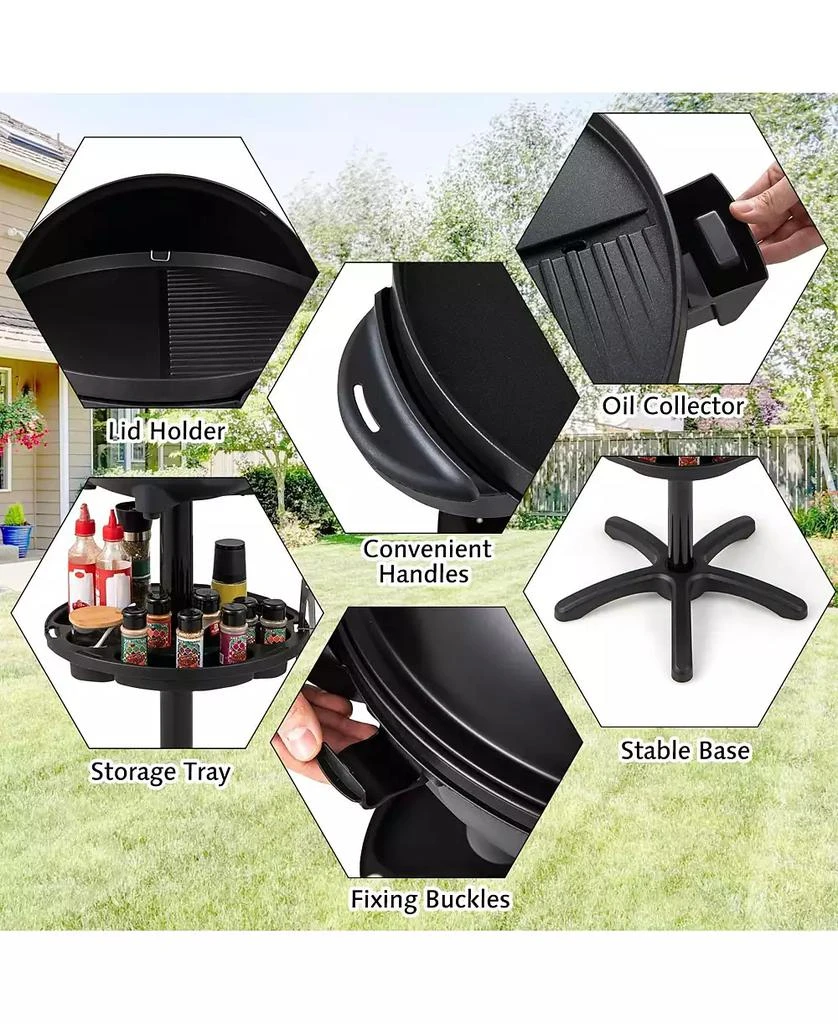 Ecooso Electric BBQ Grill 1200W Indoor Outdoor Grill with 2-Zone Non-Stick Grilling Plate 6