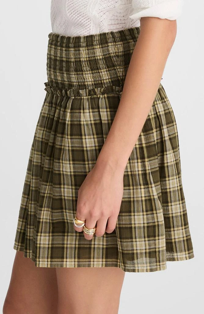Madewell Smocked Waist Plaid Miniskirt 3