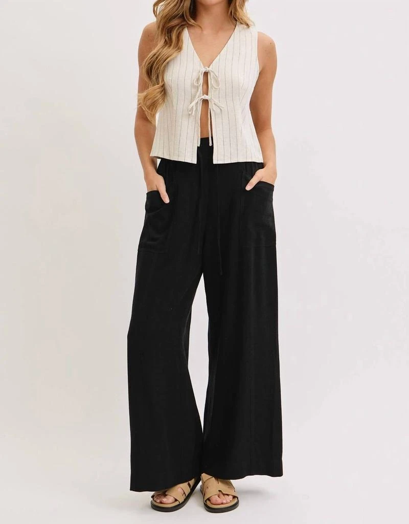 Sweet Lovely by Jen Sweet Lovely By Jen - Wide Leg Drawstring Pants With Pockets