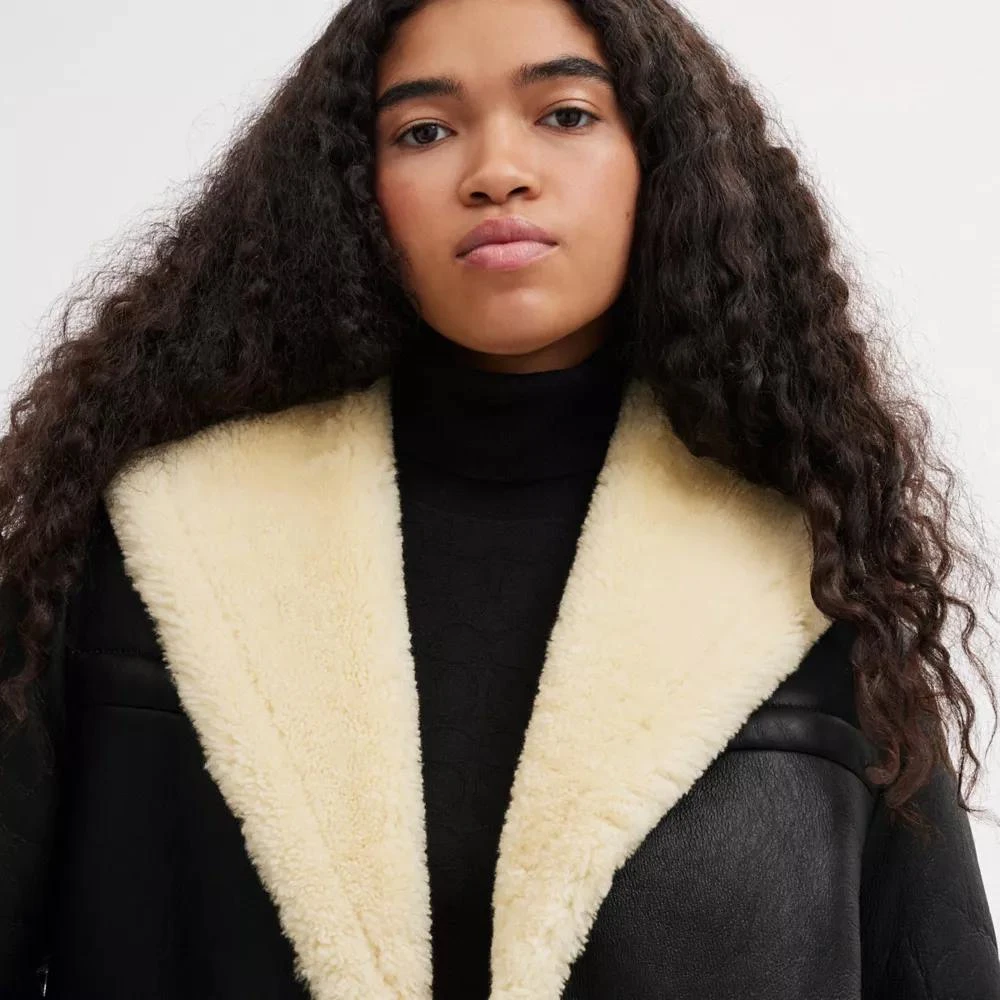 Coach Shawl Collar Shearling Coat 5