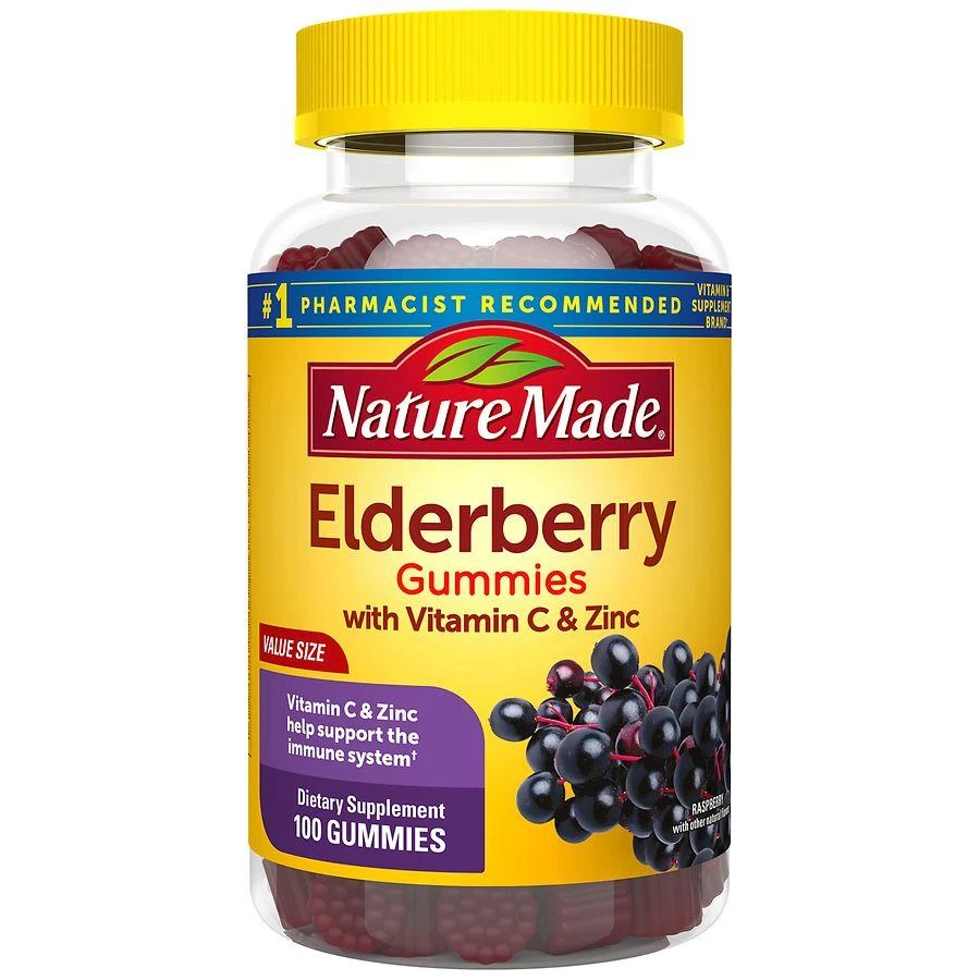 Nature Made Elderberry with Vitamin C and Zinc Gummies Raspberry 1