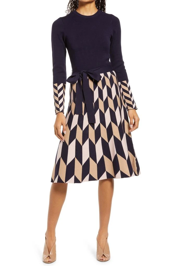Eliza J Fit & Flare Long Sleeve Sweater Dress 1