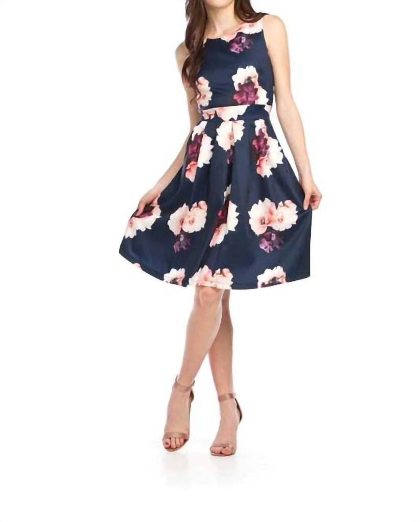 Papillon Papillon - Big Floral Print Sleeveless Dress With Box Pleat Skirt