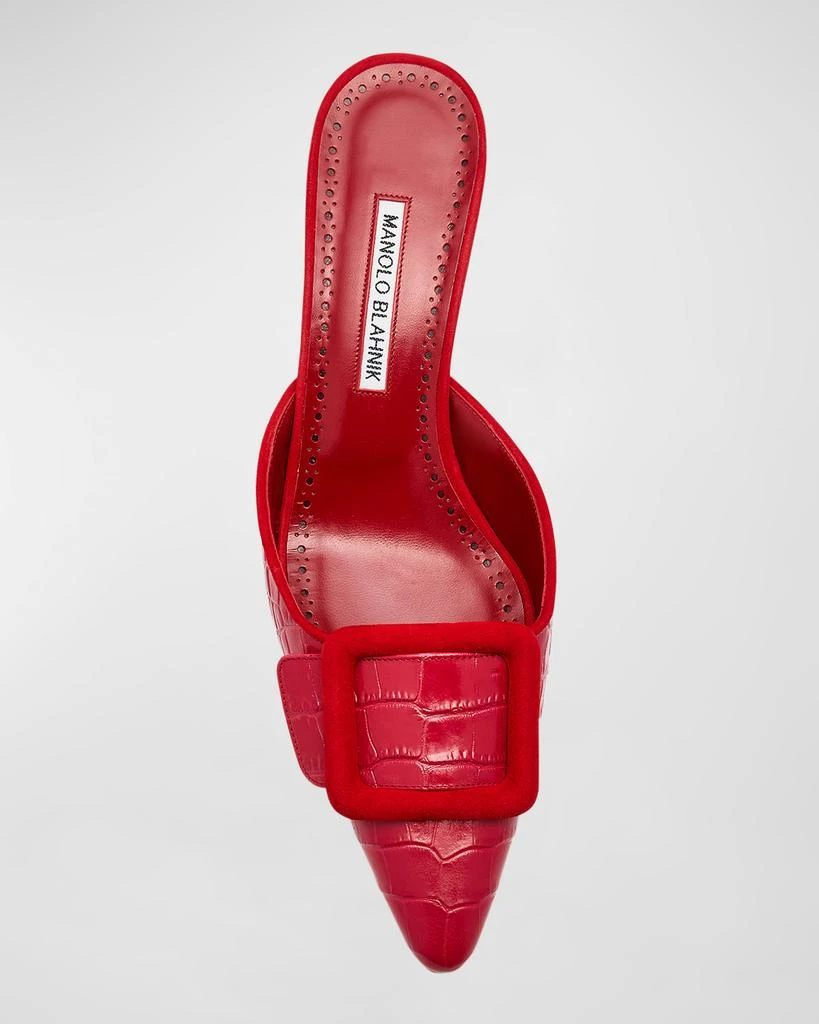 Manolo Blahnik Maysale Croco Buckle Mule Pumps 6