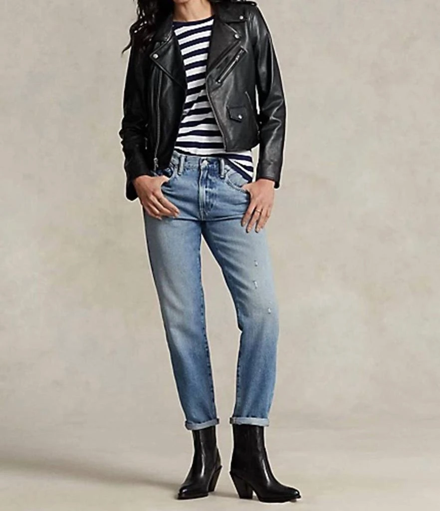 Ralph Lauren Sheepskin Leather Moto Jacket In Polo Black 2