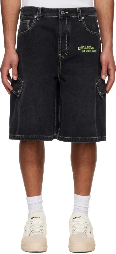 Off-White Black Safari Cargo Denim Shorts 1