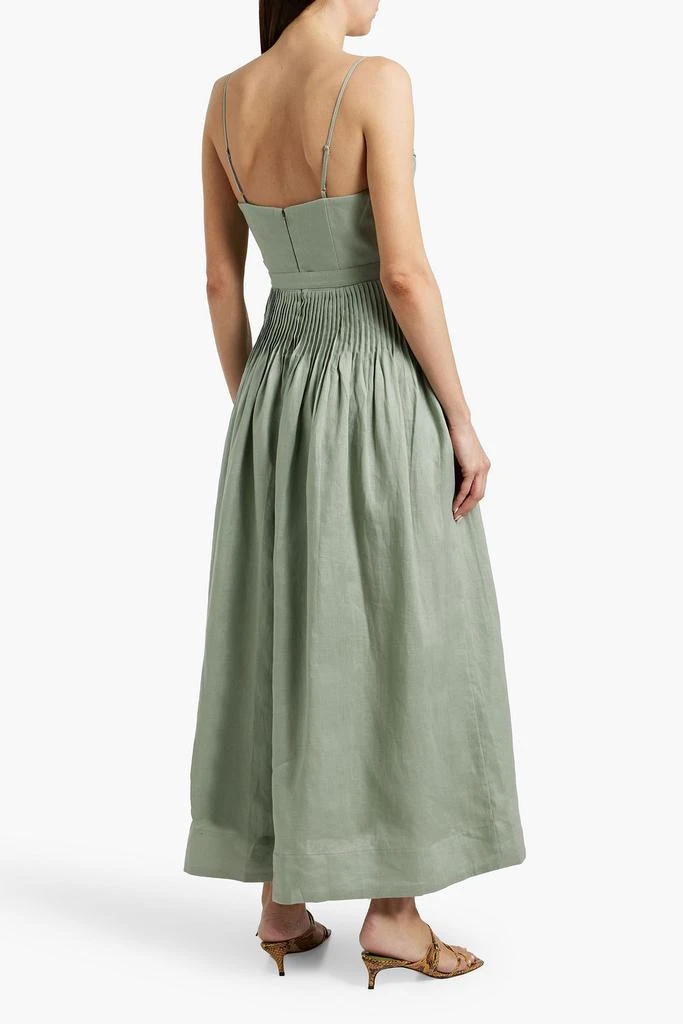 NICHOLAS Belted pintucked linen maxi dress 3