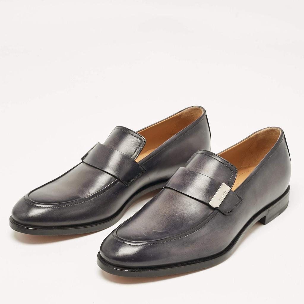 Berluti Berluti Grey Leather Penny Loafers Size 40.5