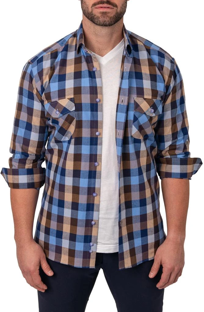 Maceoo Check Embroidered Cotton Flannel Shirt 1