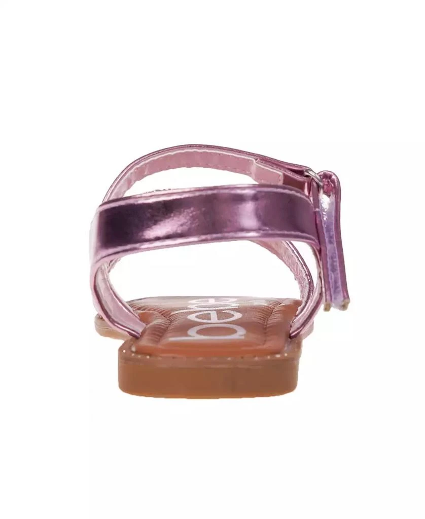 Bebe Big Girl's Strappy Sandal with Cute Rhinestone Tubular Bow Polyurethane Sandals 5