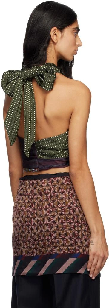 Dries Van Noten Burgundy & Khaki Wrap Bra Top 3