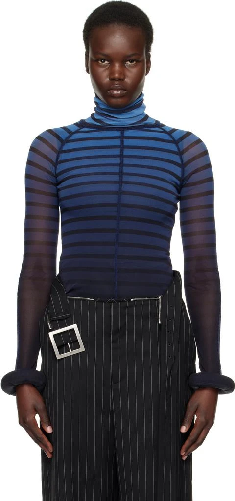 Jean Paul Gaultier Blue 'The 3D Striped' Turtleneck 1