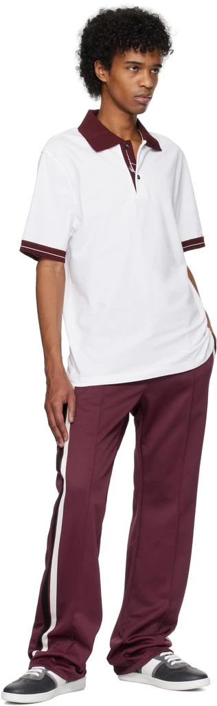 Salvatore Ferragamo Burgundy Contrasting Bands Sweatpants 4