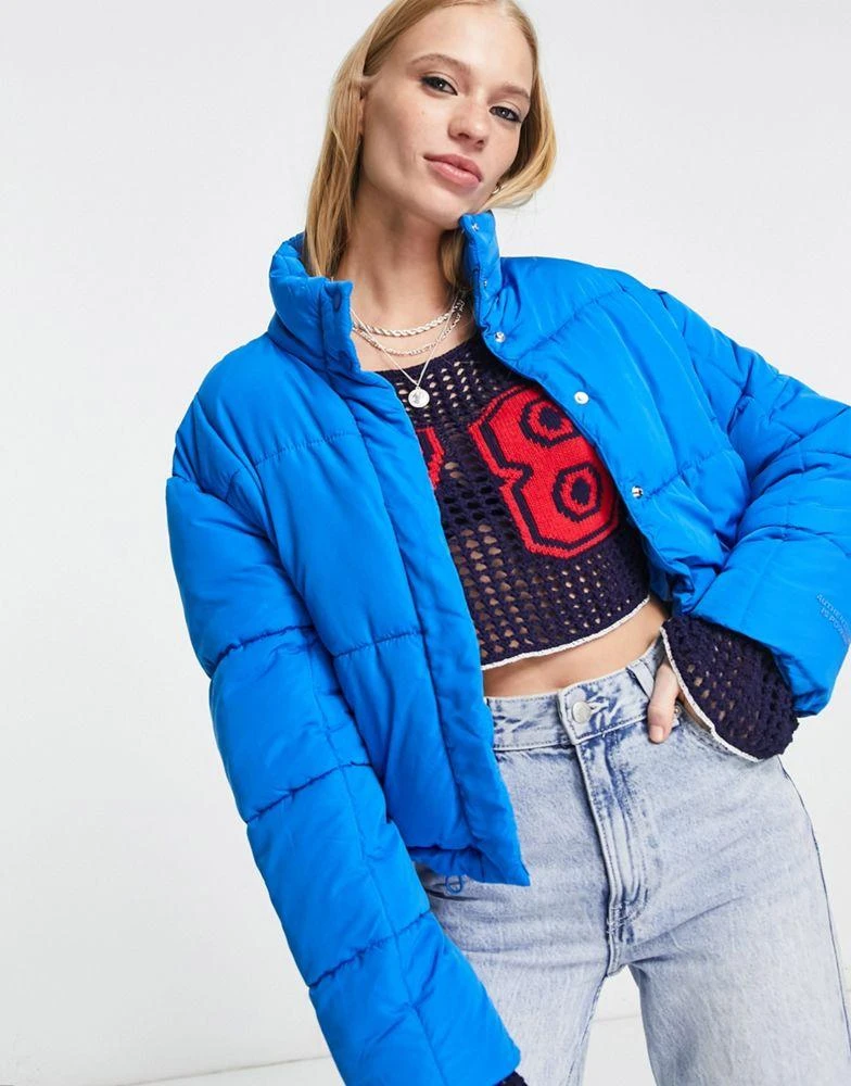 Bershka Bershka puffer jacket in blue 4