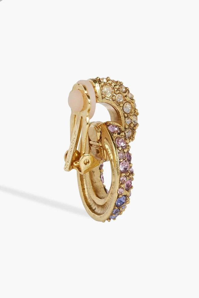 Oscar de la Renta Gold-tone crystal clip earrings 4