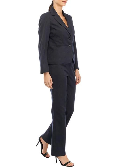 Le Suit Suit Womens Tonal Pinstripe Two Button Jacket And Pants Set 3