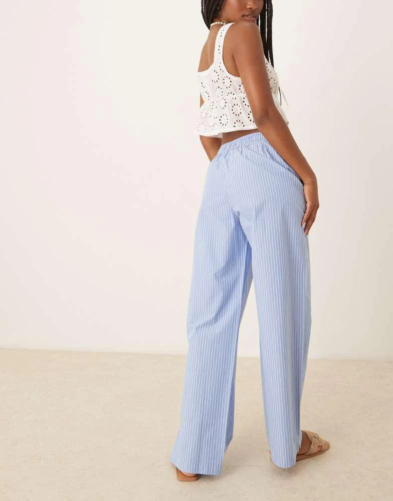 Abercrombie & Fitch Abercrombie & Fitch wide leg poplin fold-over pull on trousers in blue stripe 3