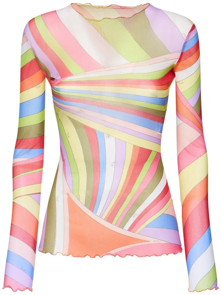 PUCCI Printed Mesh Long Sleeve Top 1