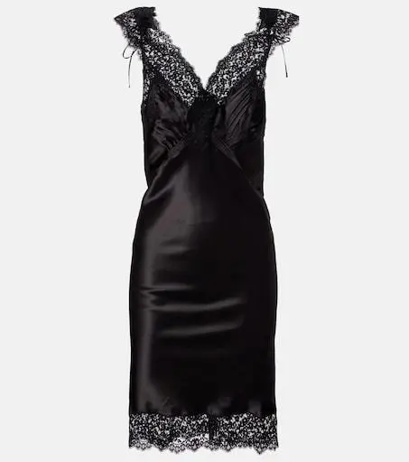 Yves Saint Laurent Lace-trimmed silk satin slip dress - Dresses & Skirts -  Compare Prices from 6+ Stores - Free Shipping - BeyondStyle