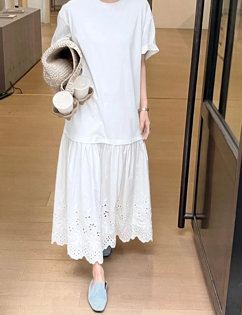 Pixie Market White Eyelet Tee Dress-PREORDER 6