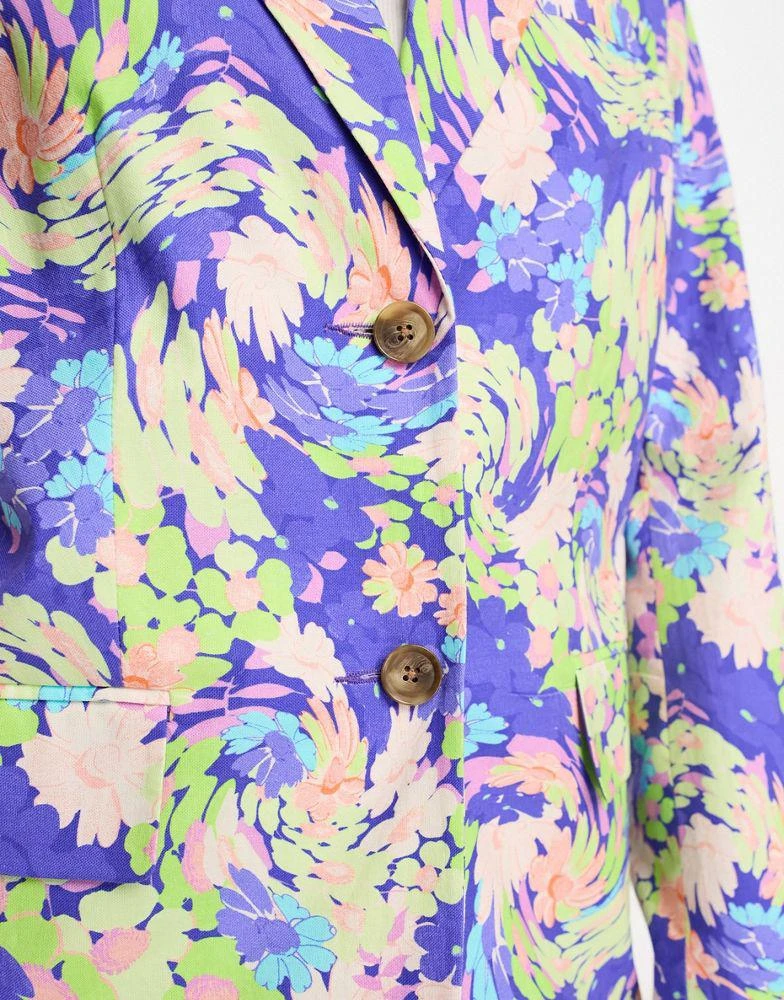 ASOS ASOS DESIGN floral suit dad blazer in blue 4
