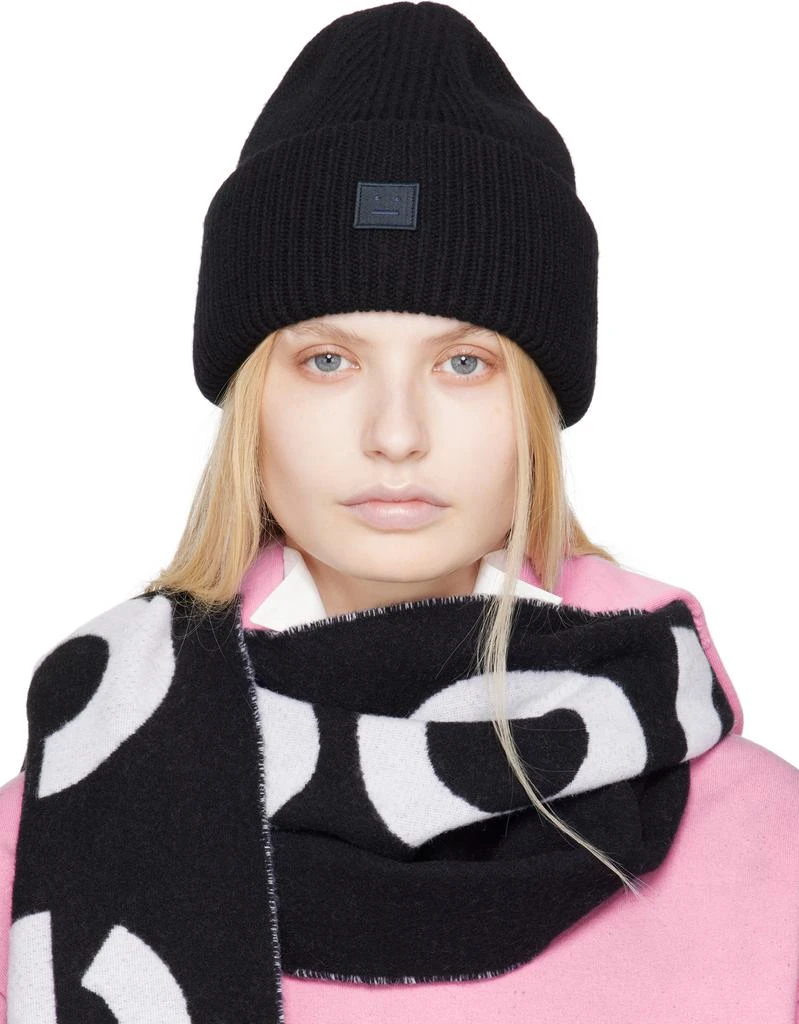 Acne Studios Black Small Face Logo Beanie 1