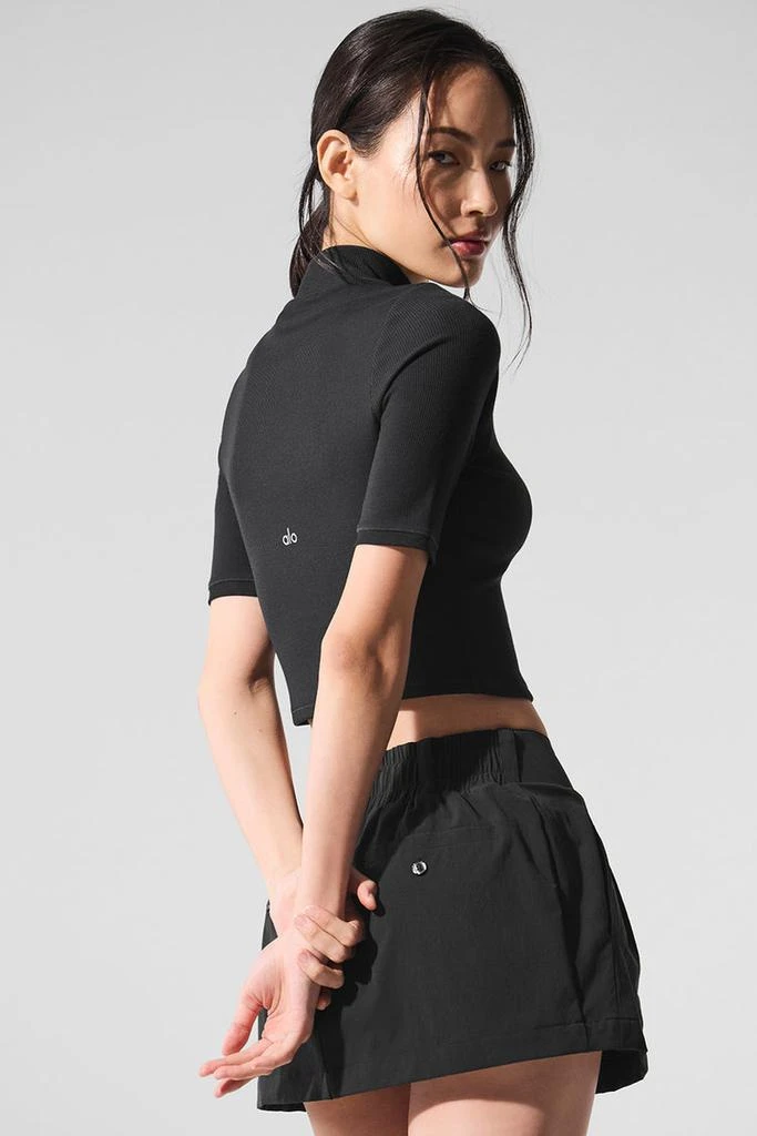 Alo Ribbed Mesh Secret Short Sleeve - Crystal Clear Blue 3