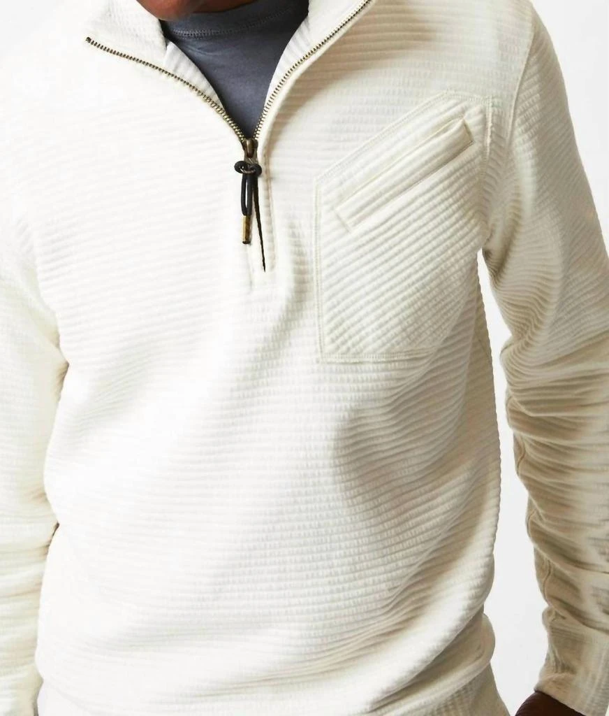 Billy Reid Quilted Half Zip In Tinted White 3