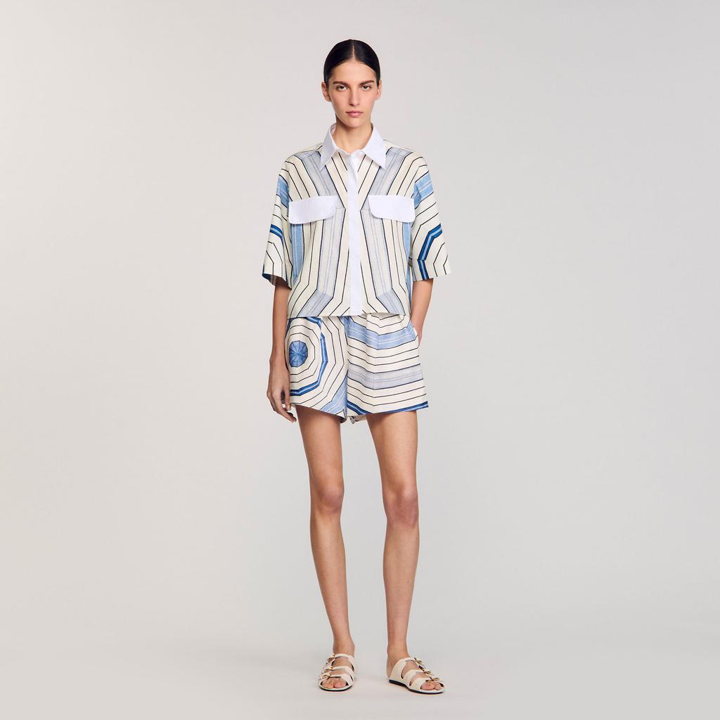Sandro Spiral-motif silk shirt