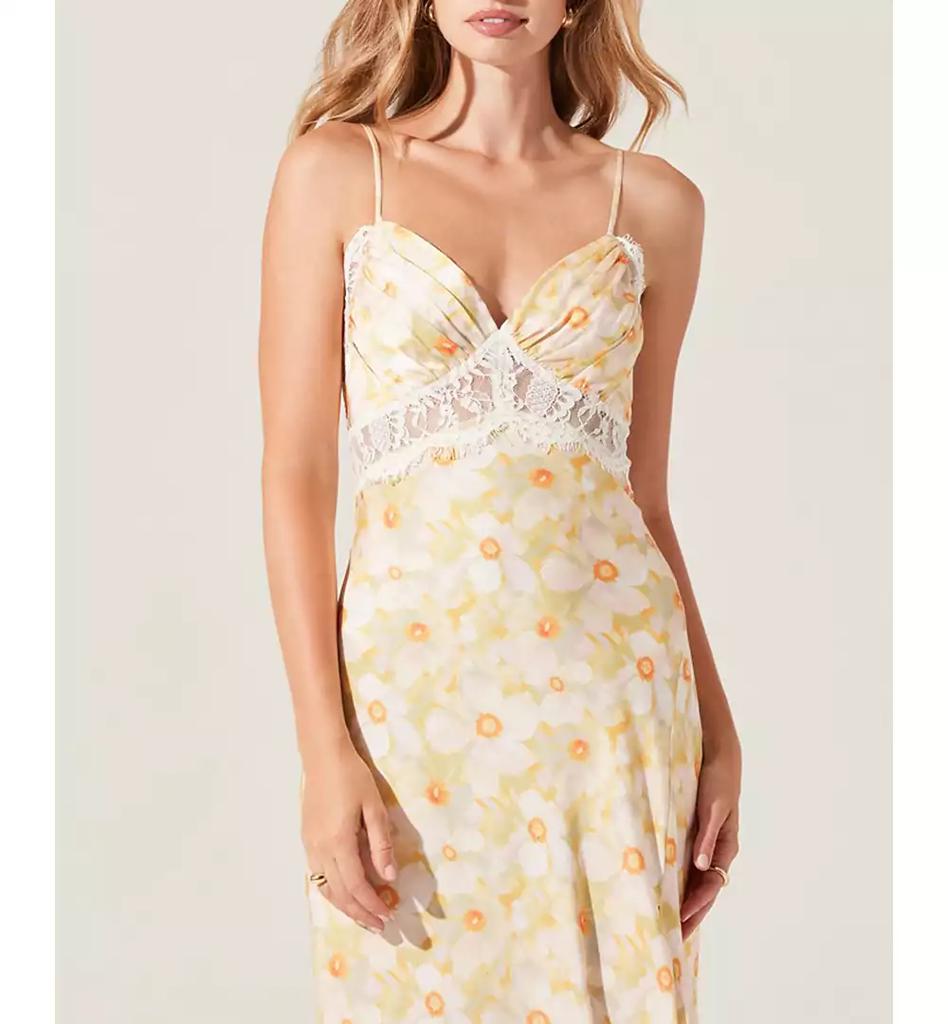 ASTR Women's Ivanna Floral Lace-Trim Sweetheart Maxi Dress