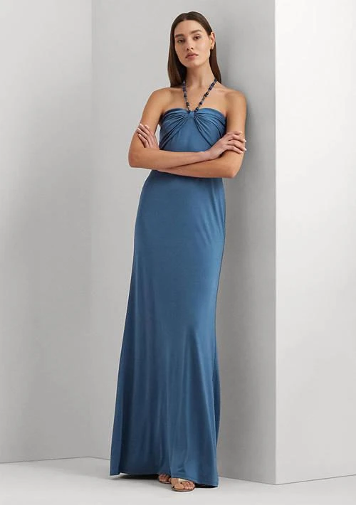 silver sequin halter neck dress Zaira Silver Sequin High-Neck Maxi Dress With Open-Back – Club L London main image 0