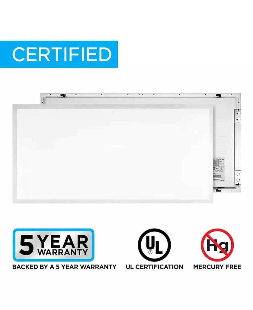 JONATHAN Y 50-Watt Dimmable Integrated LED Flat Panel Flush Mount Light with 5500 Lumens 5000K, Set of 2 6